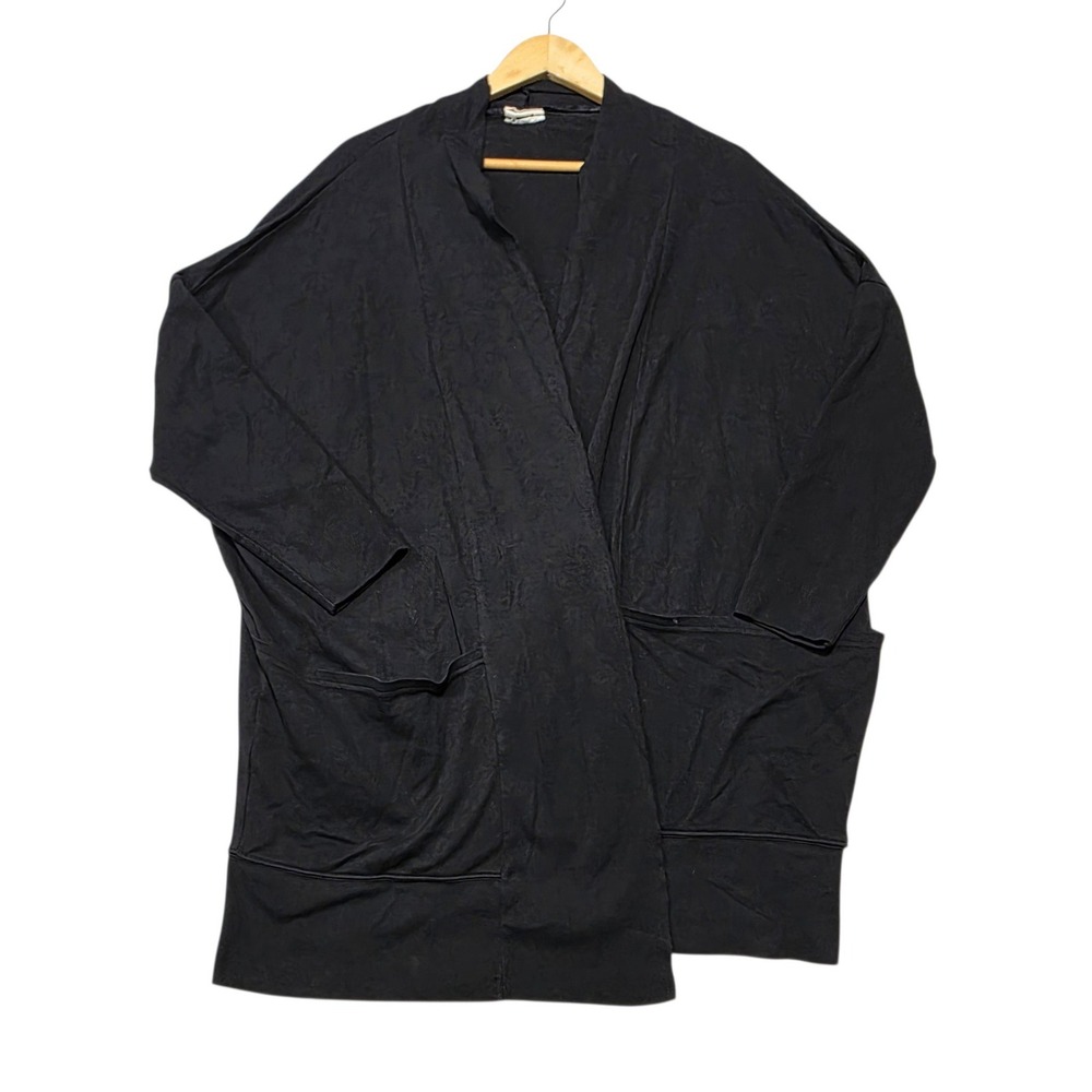 Pact Organic Cotton Cardigan Wrap Sweater Womens XL/XXL Black Open Front Pockets